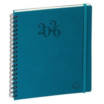 EXACOMPTA Agenda de bureau Eurotime 18W spiralé Swan 15 x 17 cm Semainier Janvier à Décembre 2026 - Couleurs aléatoires