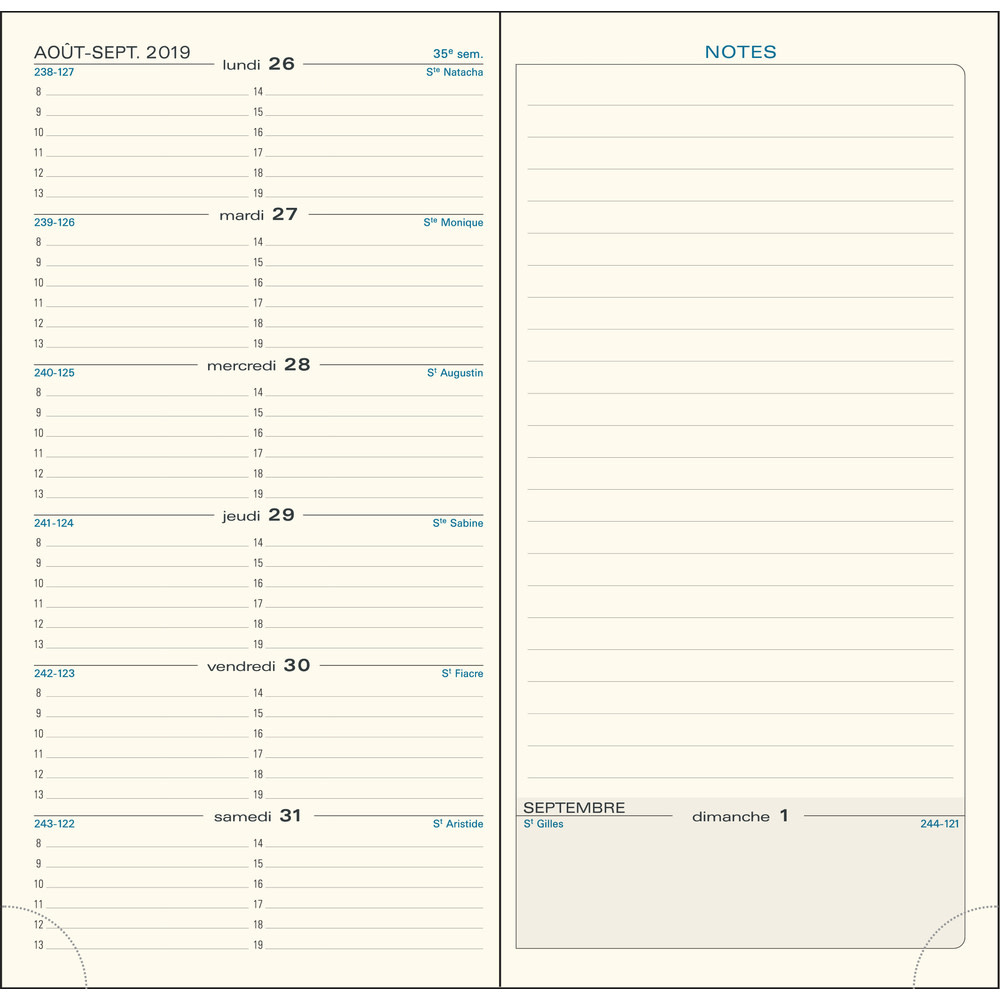 EXACOMPTA Recharge Agenda de poche Espace 17 9 x 17,5 cm Semainier Janvier à Décembre 2026