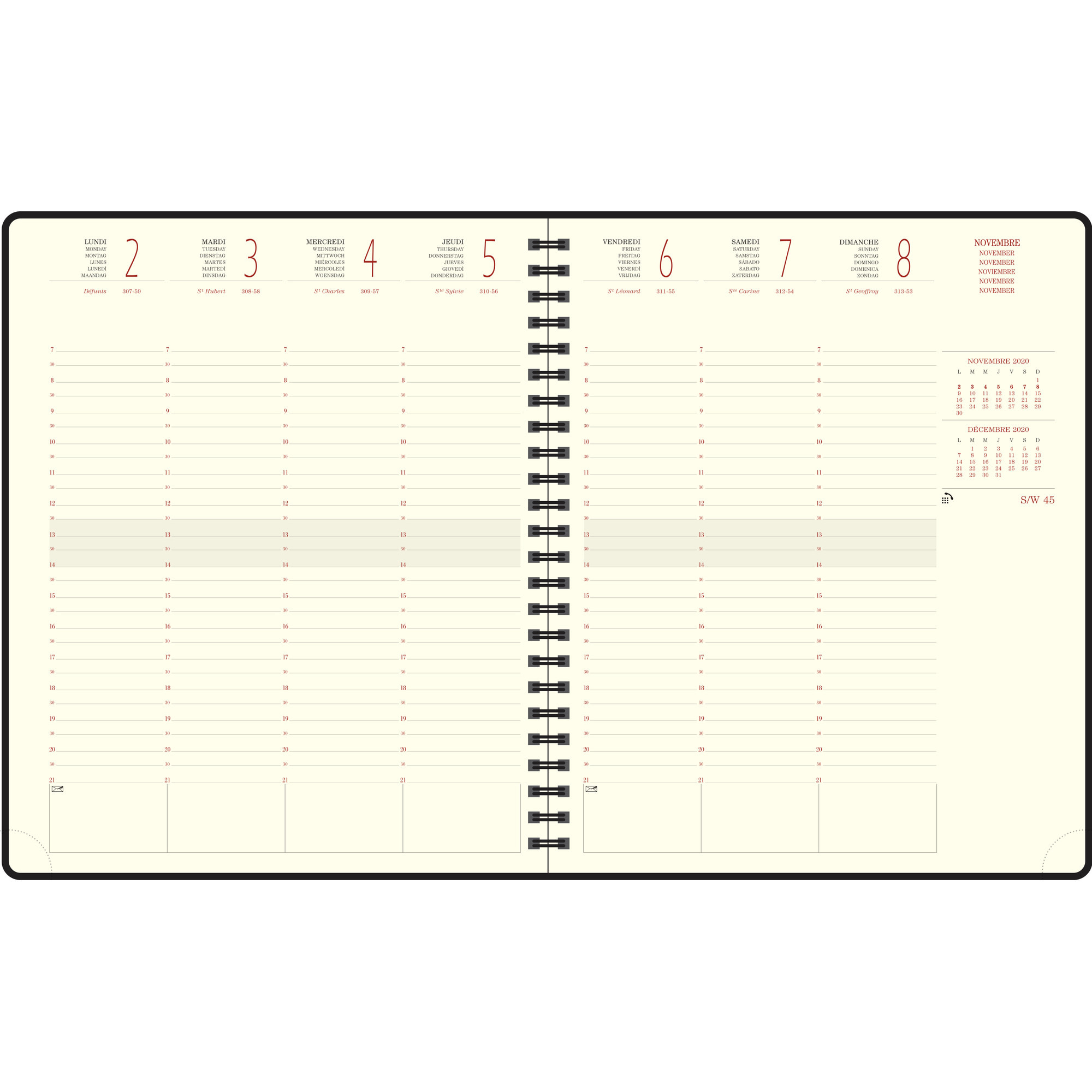 EXACOMPTA Agenda de bureau Eurotime 22W spiralé Swan 18,5 x 22,5 cm Semainier - Couleurs aléatoires