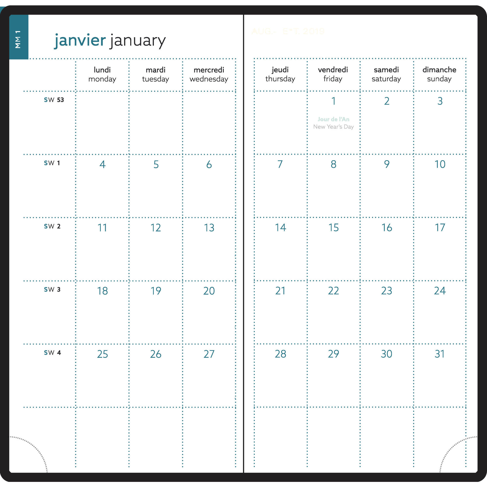 EXACOMPTA Agenda de poche EasyTime 17 Mini Labo 9 x 17 cm Semainier Janvier à décembre 2026 - Bleu