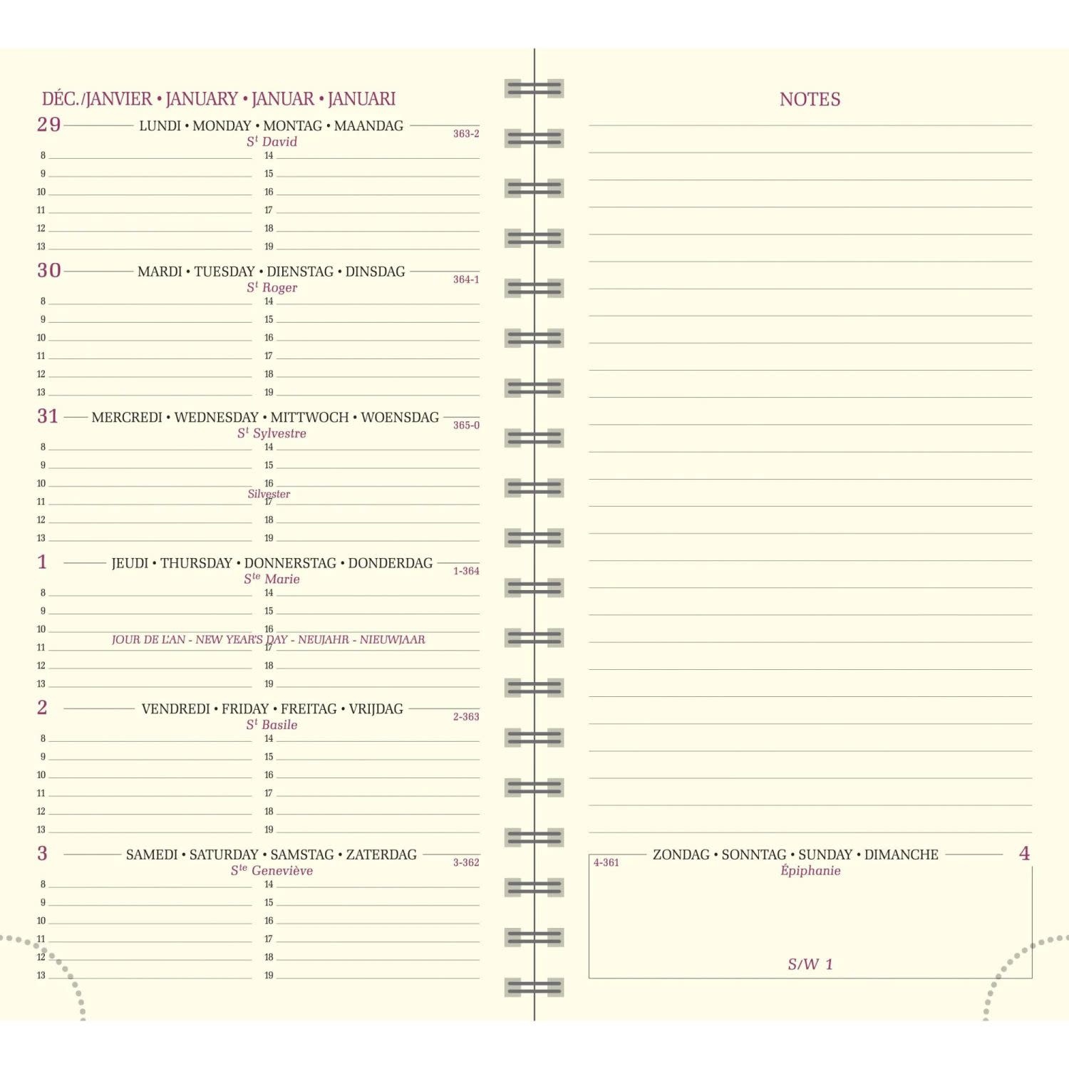 EXACOMPTA Agenda de poche Espace 16S spiralé Végétal 9 x 16 cm Semainier janvier à décembre 2026 - Bleu Foncé