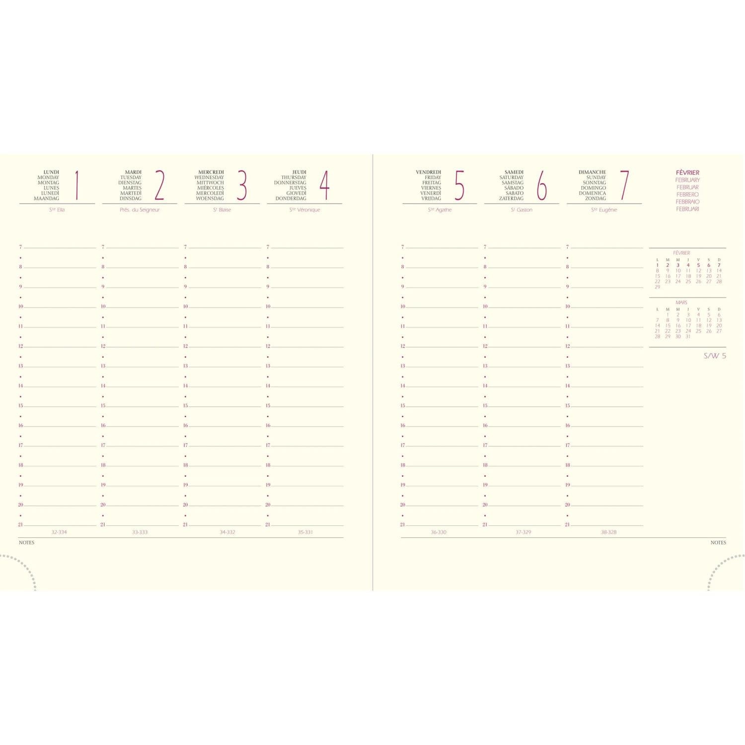 EXACOMPTA Agenda de bureau Eurotime 18 Gwenaëlle Trolez 15 x 17 cm Semainier Janvier à Décembre 2026