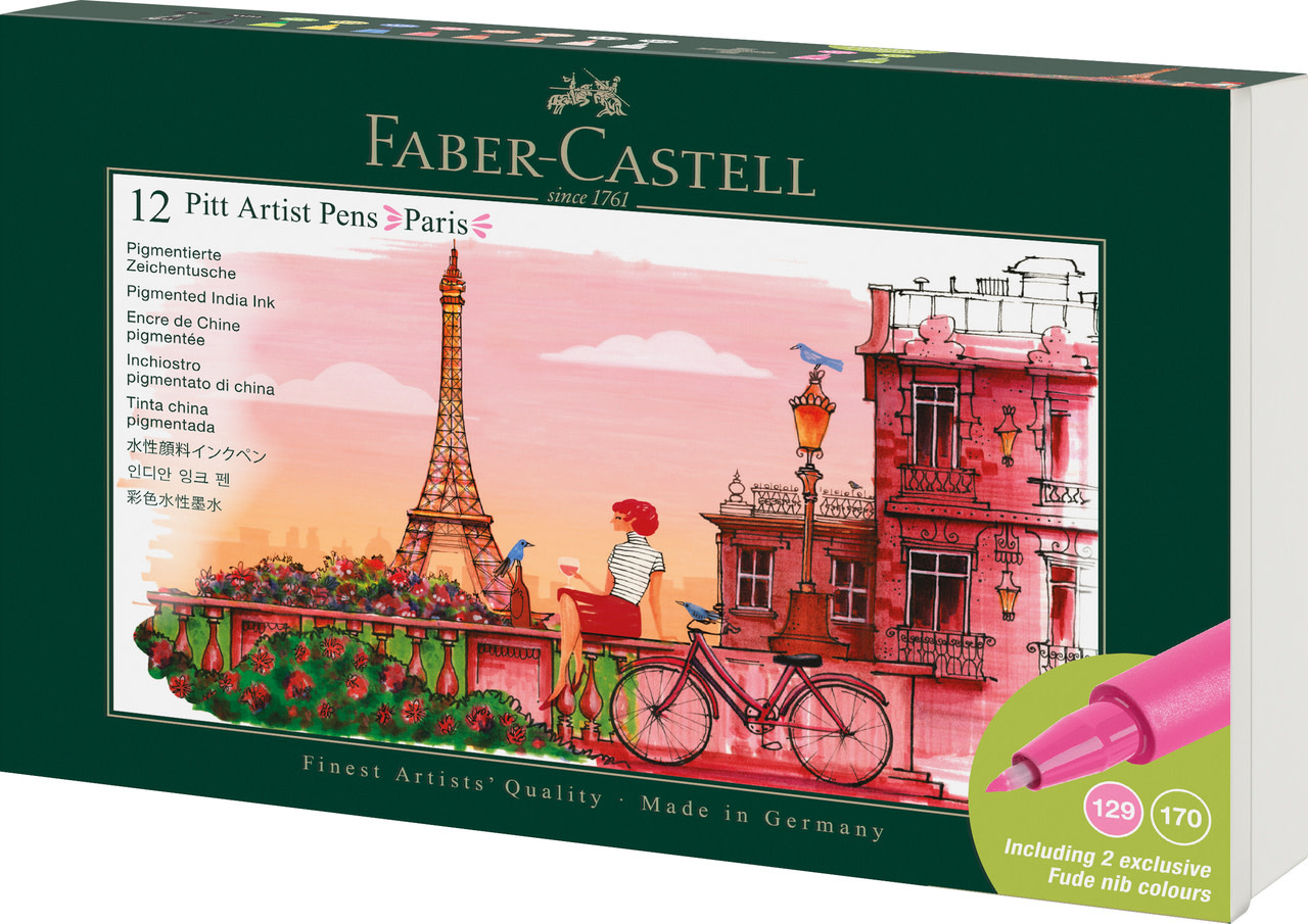 FABER CASTELL Feutre Pitt Artist Pen set Paris, 12 pièces