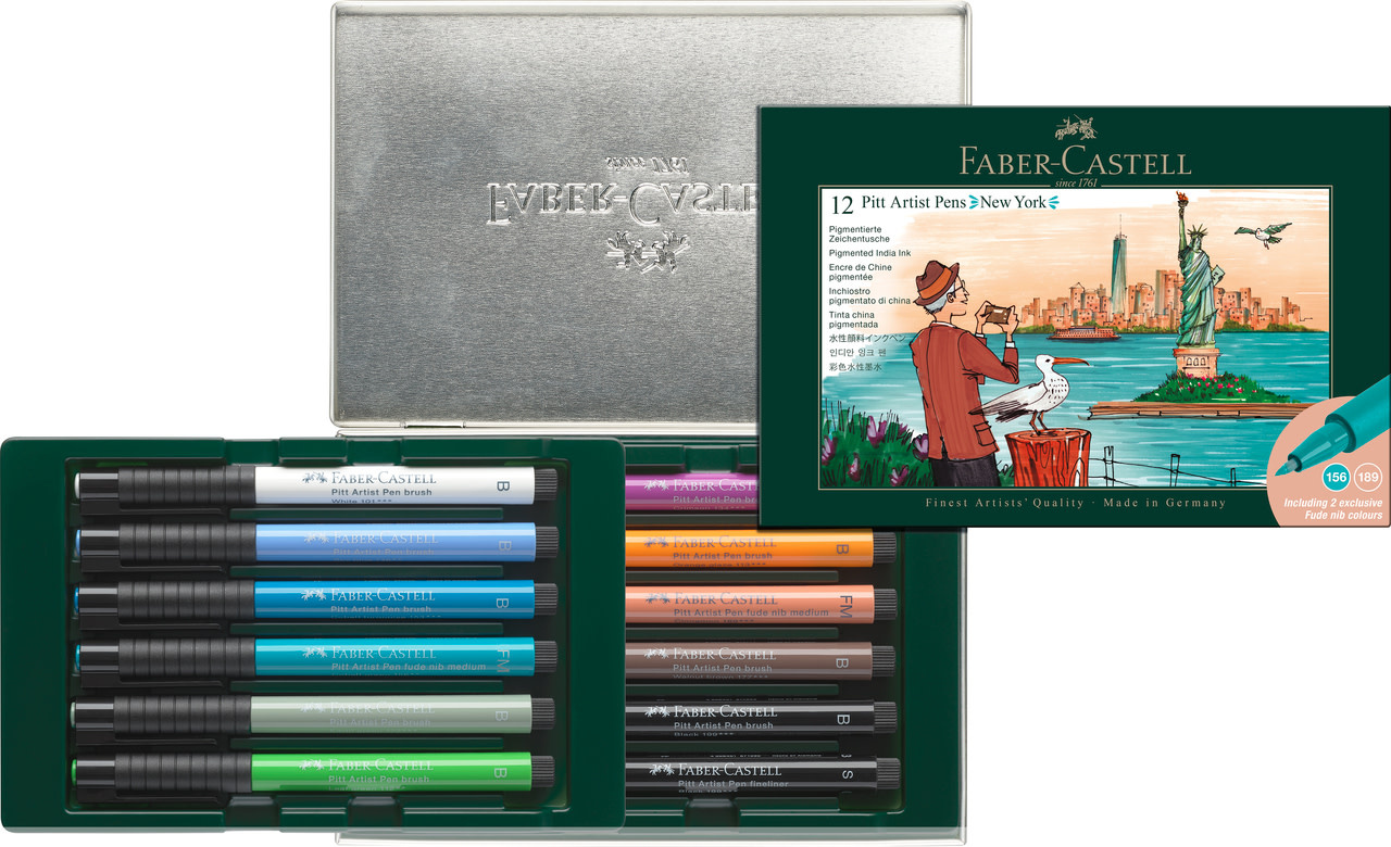 FABER CASTELL Feutre Pitt Artist Pen set New York, 12 pieces