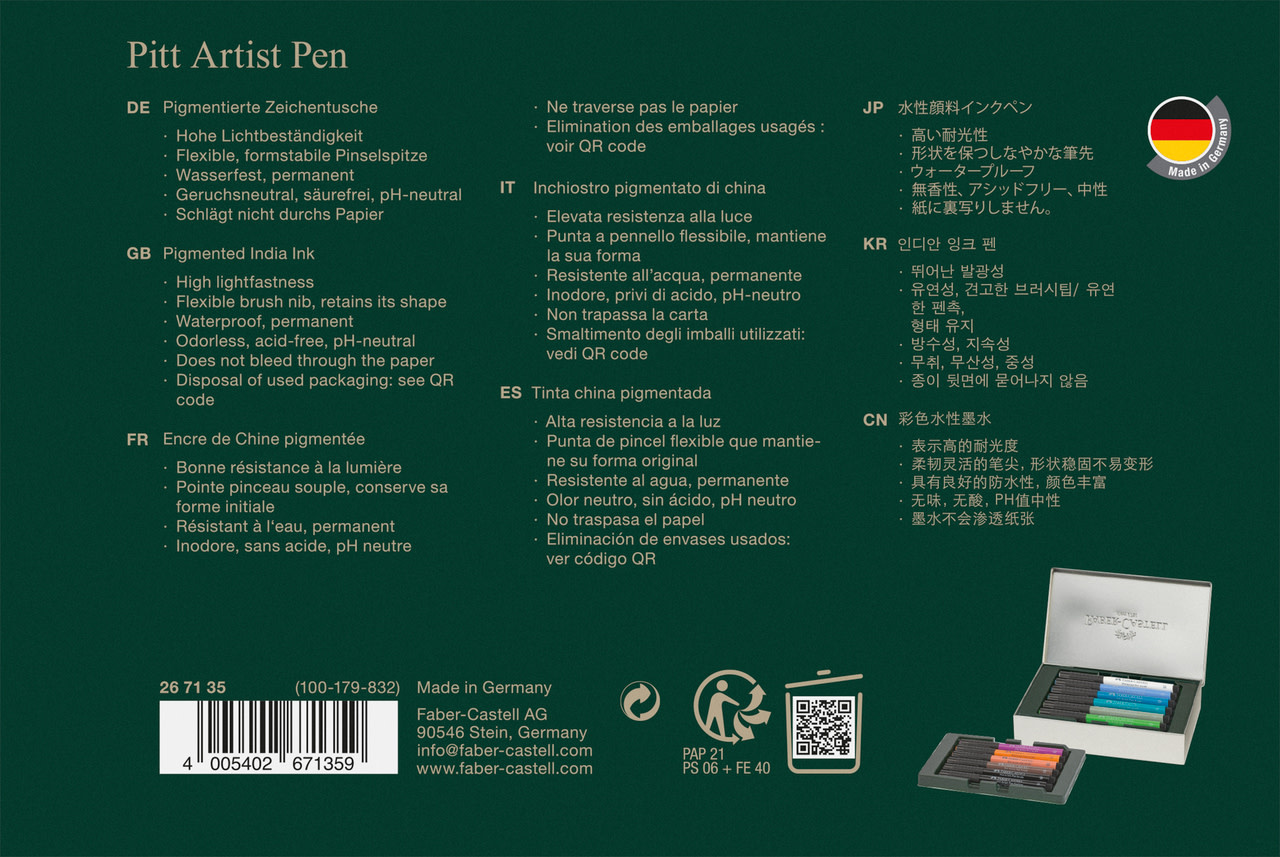 FABER CASTELL Feutre Pitt Artist Pen set New York, 12 pieces