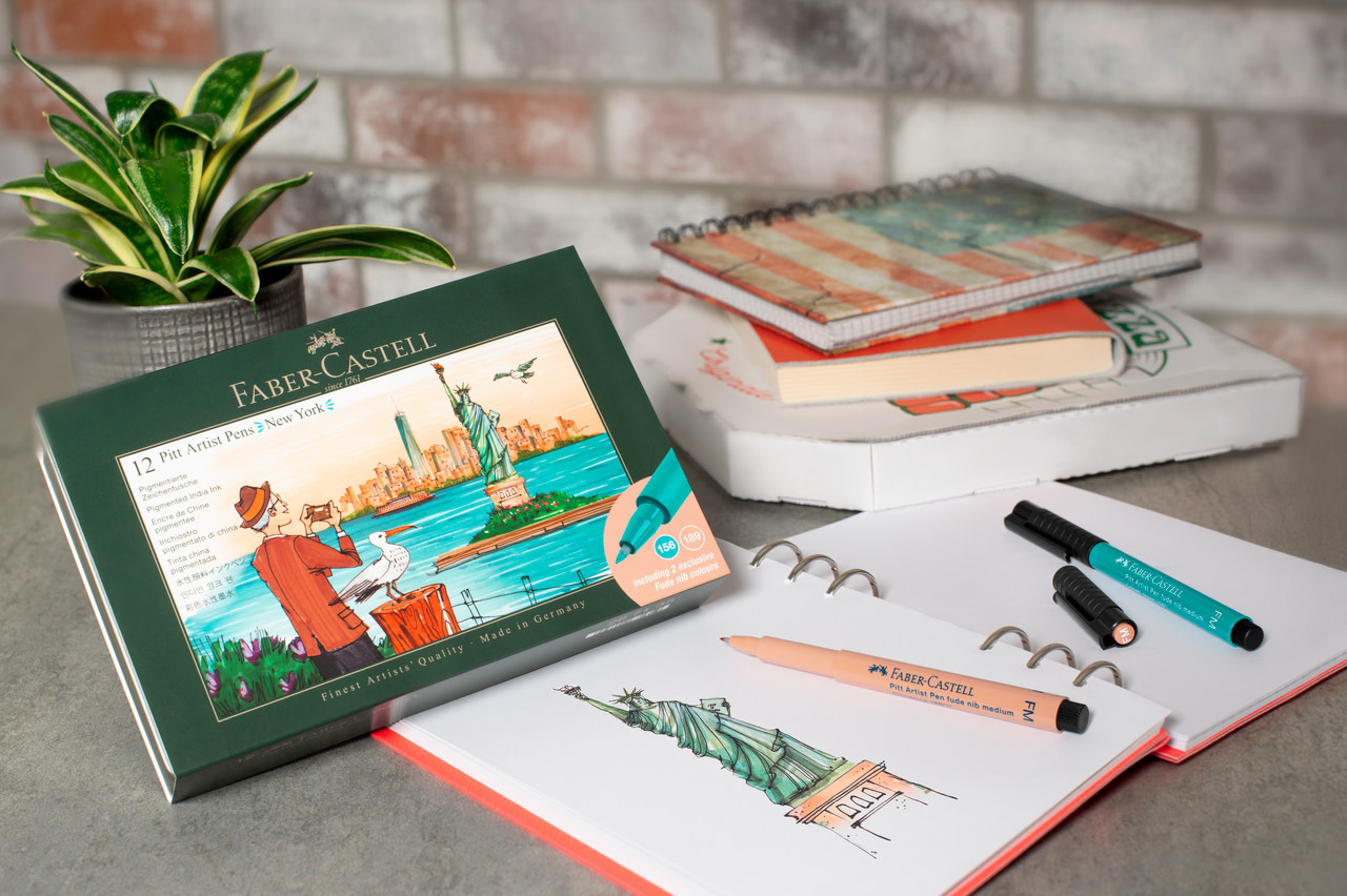 FABER CASTELL Feutre Pitt Artist Pen set New York, 12 pieces
