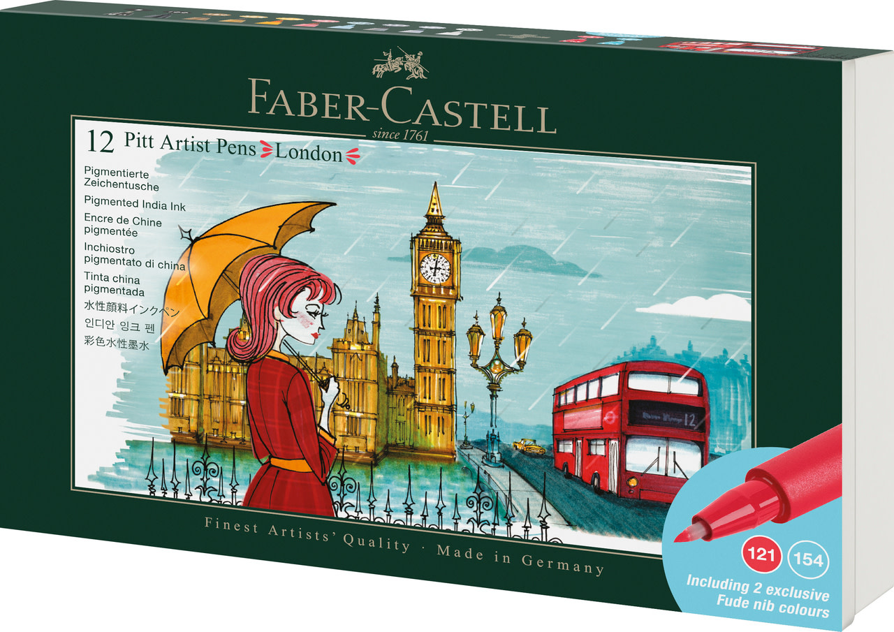 FABER CASTELL Feutre Pitt Artist Pen set London, 12 pieces