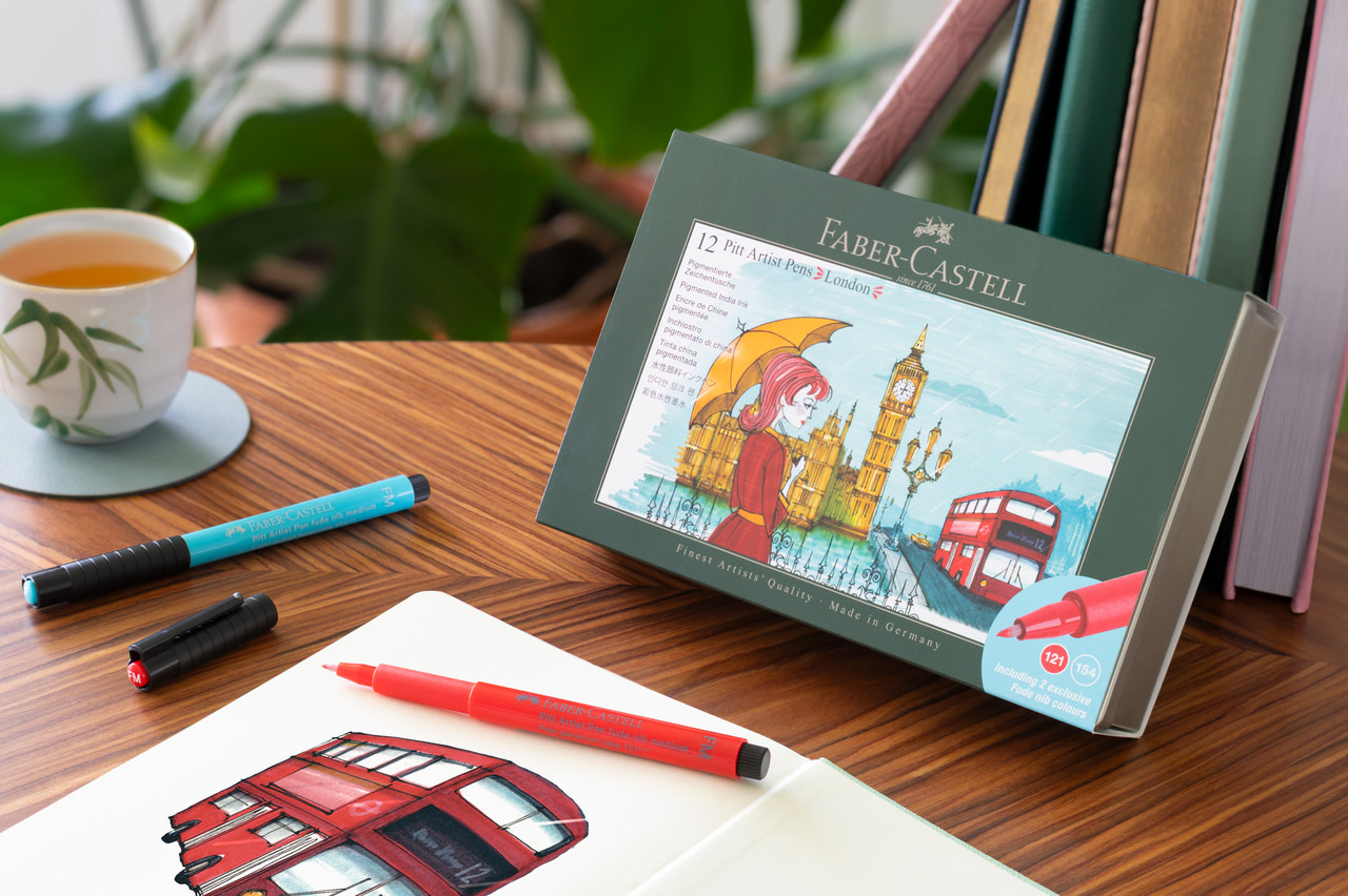 FABER CASTELL Feutre Pitt Artist Pen set London, 12 pieces