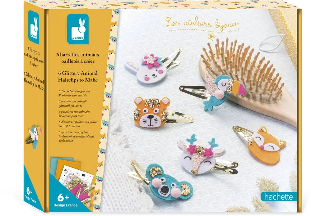 JANOD 6 Barrettes A Créer - Animaux Pailletes
