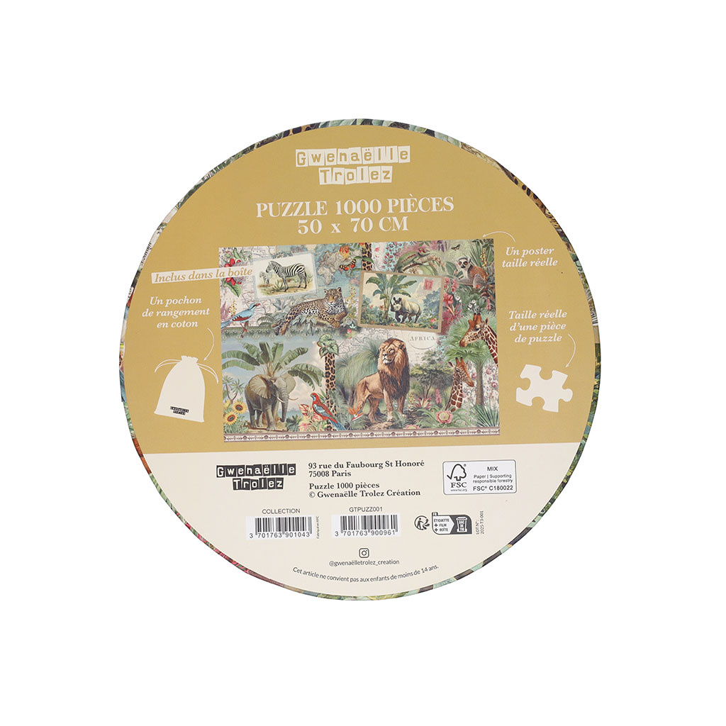 KIUB Gt Puzzle 1000 Pcs 50 X 70 Cm + Pochon - Animaux