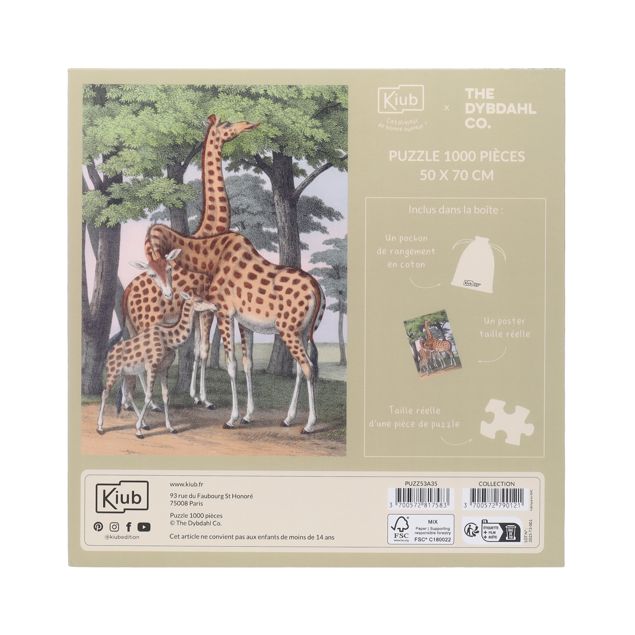 KIUB Puzzle 1000 Pcs + Pochon The Dybdahl V Girafes