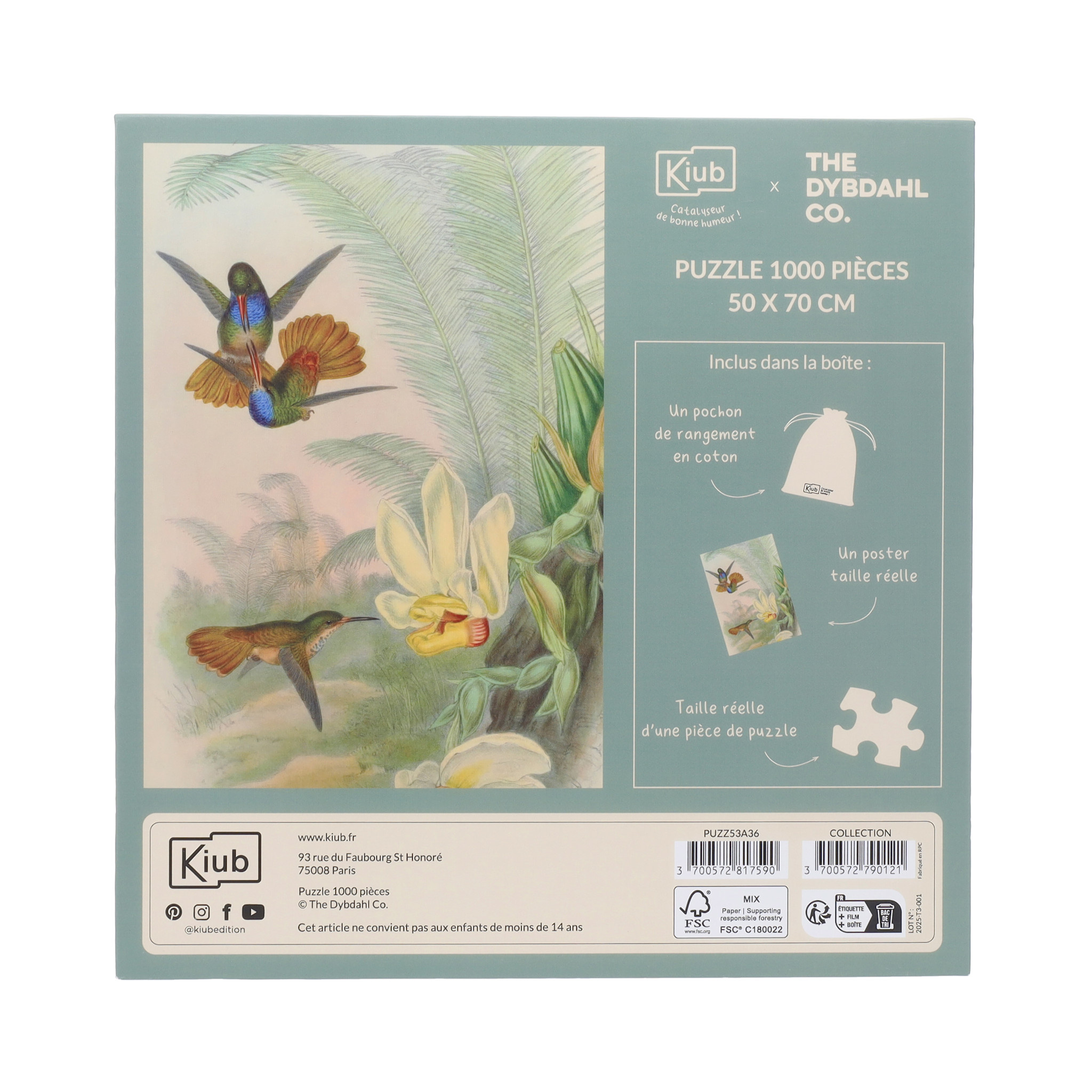 KIUB Puzzle 1000 Pcs + Pochon The Dybdahl V Colibris