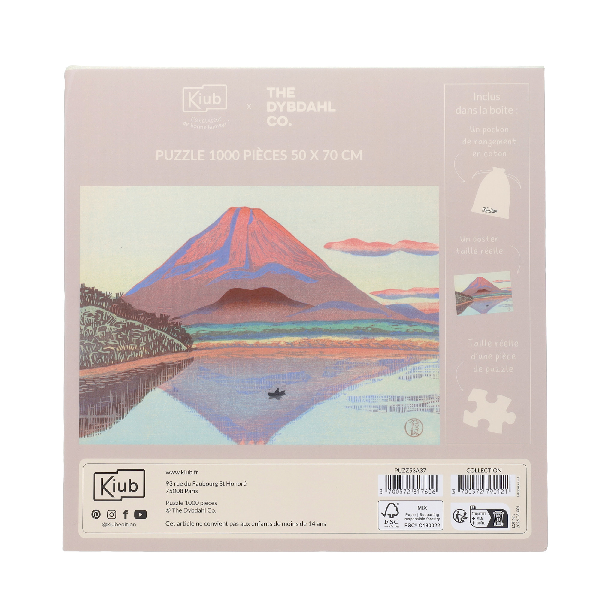 KIUB Puzzle 1000 Pcs + Pochon The Dybdahl H Mt Fuji Aube