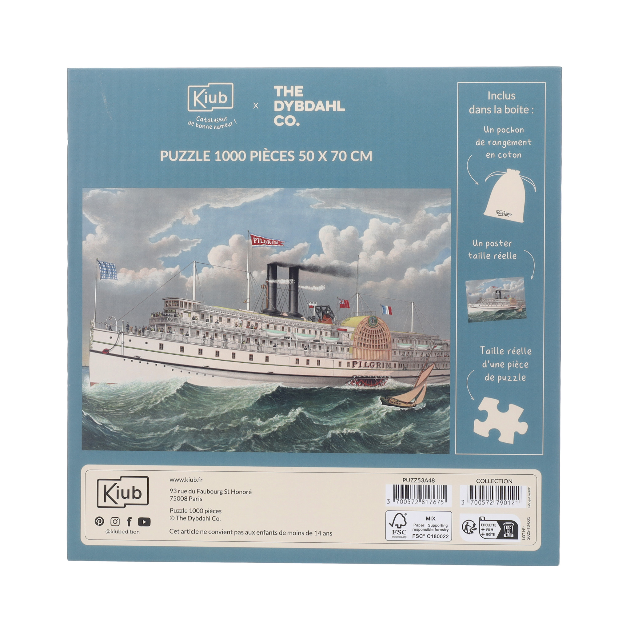KIUB Puzzle 1000 Pcs + Pochon The Dybdahl H Bateau