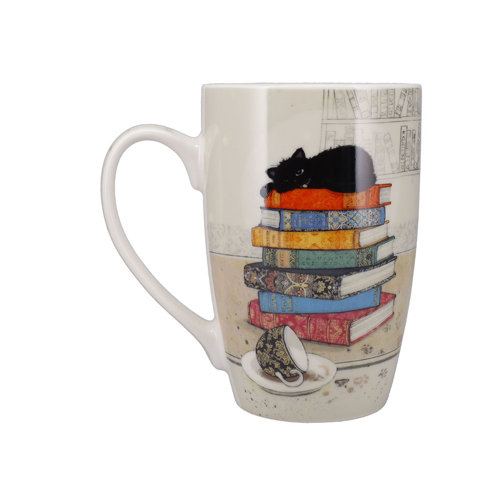 KIUB Mug Arrondi Xl 490 Ml + Boite Ouverte Bug Art Chaton Livres