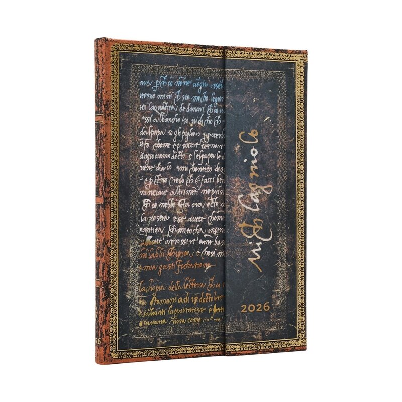PAPERBLANKS Agenda Semainier Vertical - 2026 12-Mois Michelangelo Handwriting Midi