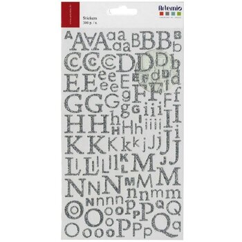 ARTEMIO Alphabet Autocollant Paillettes 300 pièces Argent