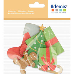 ARTEMIO Silhouette Bois Colorées Sapin Cadeau 3 à 5,5 cm