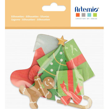 ARTEMIO Silhouette Bois Colorées Sapin Cadeau 3 à 5,5 cm