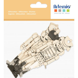 ARTEMIO Set 6 Silhouette Bois Casse-Noisette 10 cm