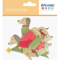 ARTEMIO Silhouette Bois Colorees Woofy Christmas 3 à 7 cm