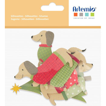 ARTEMIO Silhouette Bois Colorees Woofy Christmas 3 à 7 cm