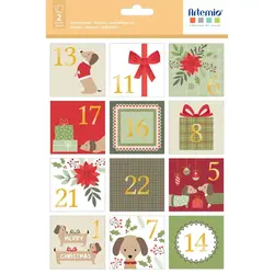 ARTEMIO Stickers Carrés Noël Woofy Christmas 5 X 5 cm