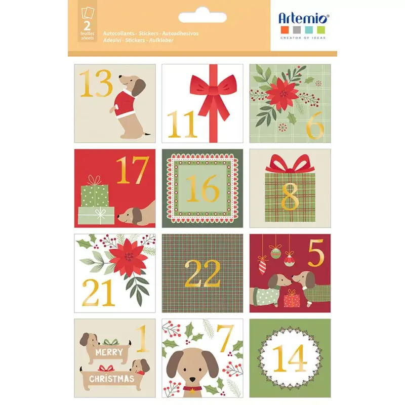 ARTEMIO Stickers Carres Noel Woofy Christmas