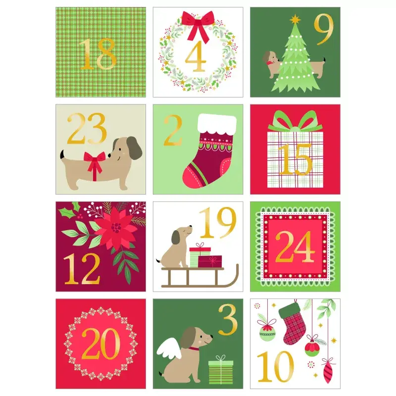 ARTEMIO Stickers Carres Noel Woofy Christmas