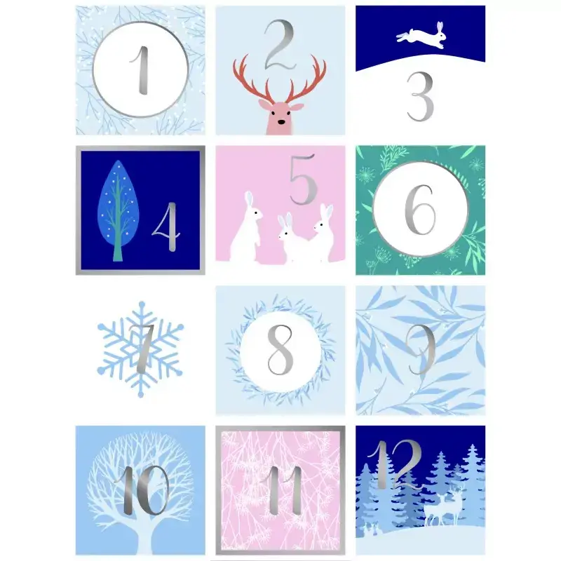 ARTEMIO Stickers Carrés Foils Hiver Enchanté 5 x 5 cm
