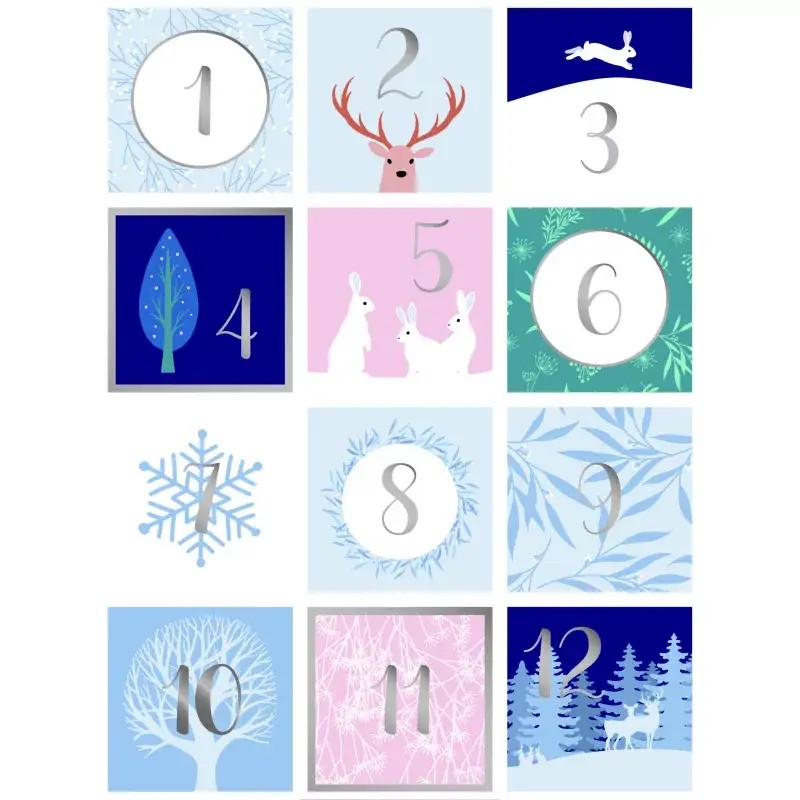 ARTEMIO Stickers Carrés Foils Hiver Enchanté 5 x 5 cm