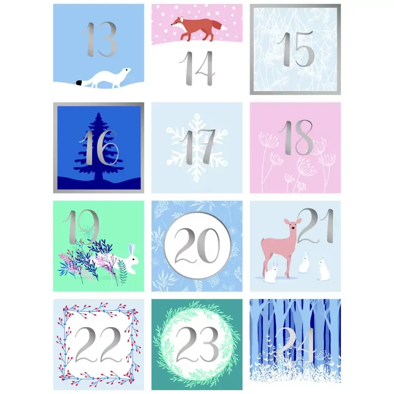 ARTEMIO Stickers Carrés Foils Hiver Enchanté 5 x 5 cm