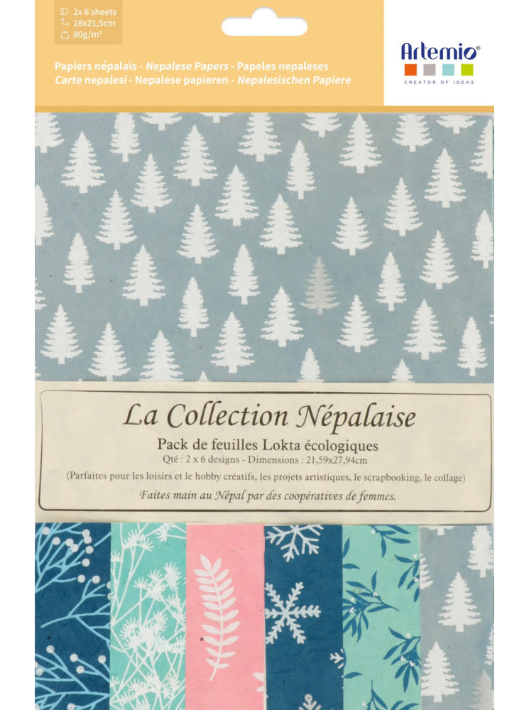 ARTEMIO Papier Nepalais 12 Pages Hiver Enchante 28 x 21.5