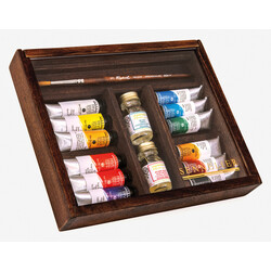 SENNELIER Coffret bois Huile Fine Rive Gauche 12 Tubes 10ml + additif et 1 pinceau