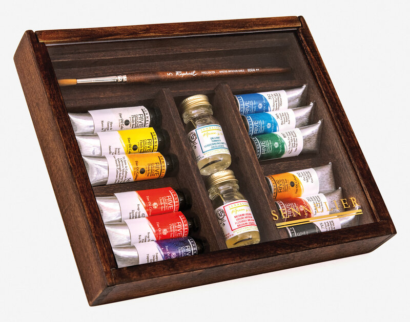SENNELIER Coffret bois Huile Fine Rive Gauche 12 Tubes 10ml + additif et 1 pinceau