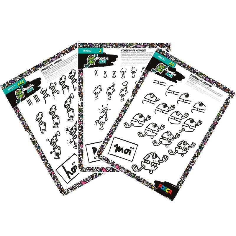 UNI-BALL Mallette Métal Noire 20 Posca Doodle Art