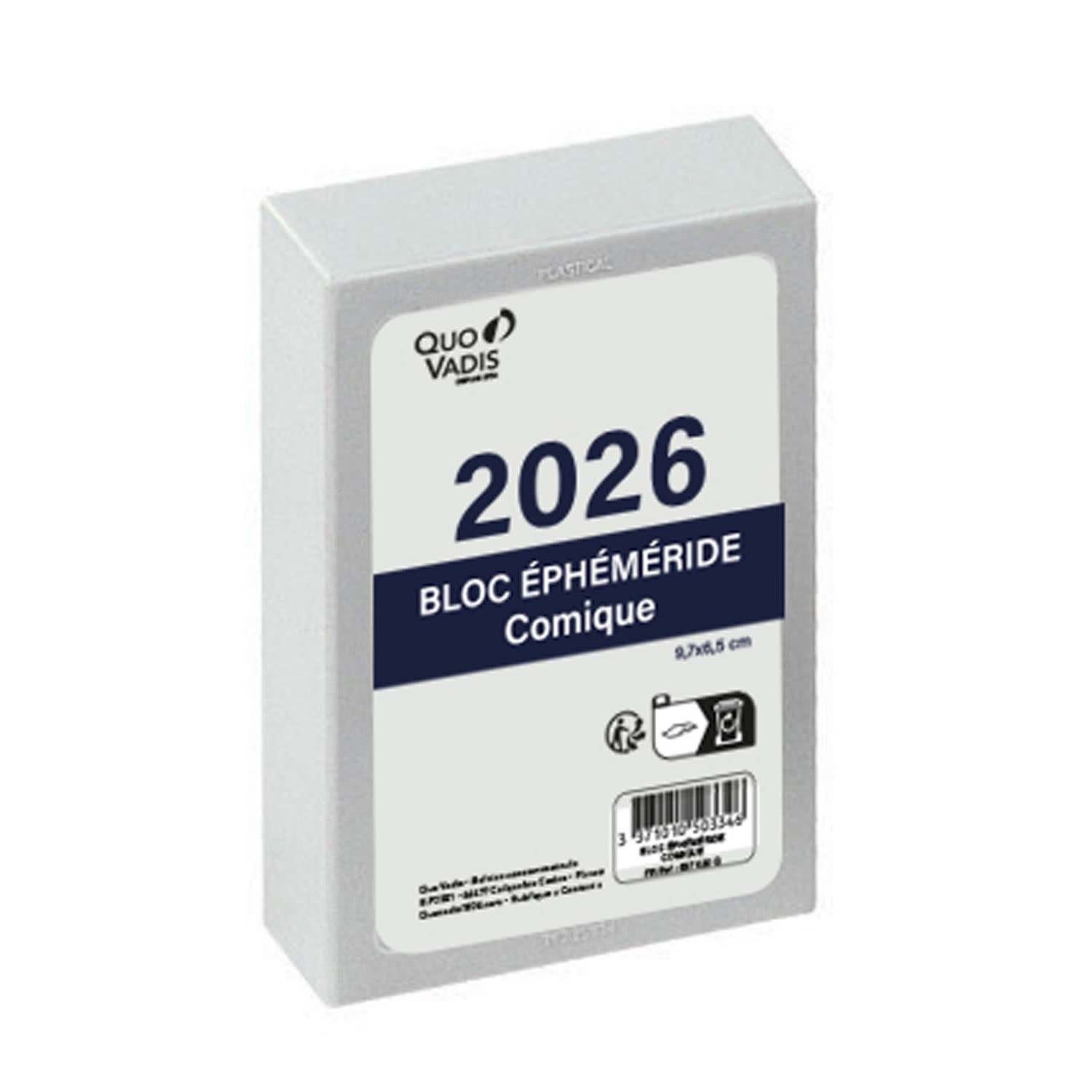 QUO VADIS Ephéméride Comique, boîtier gris 97x65 2026