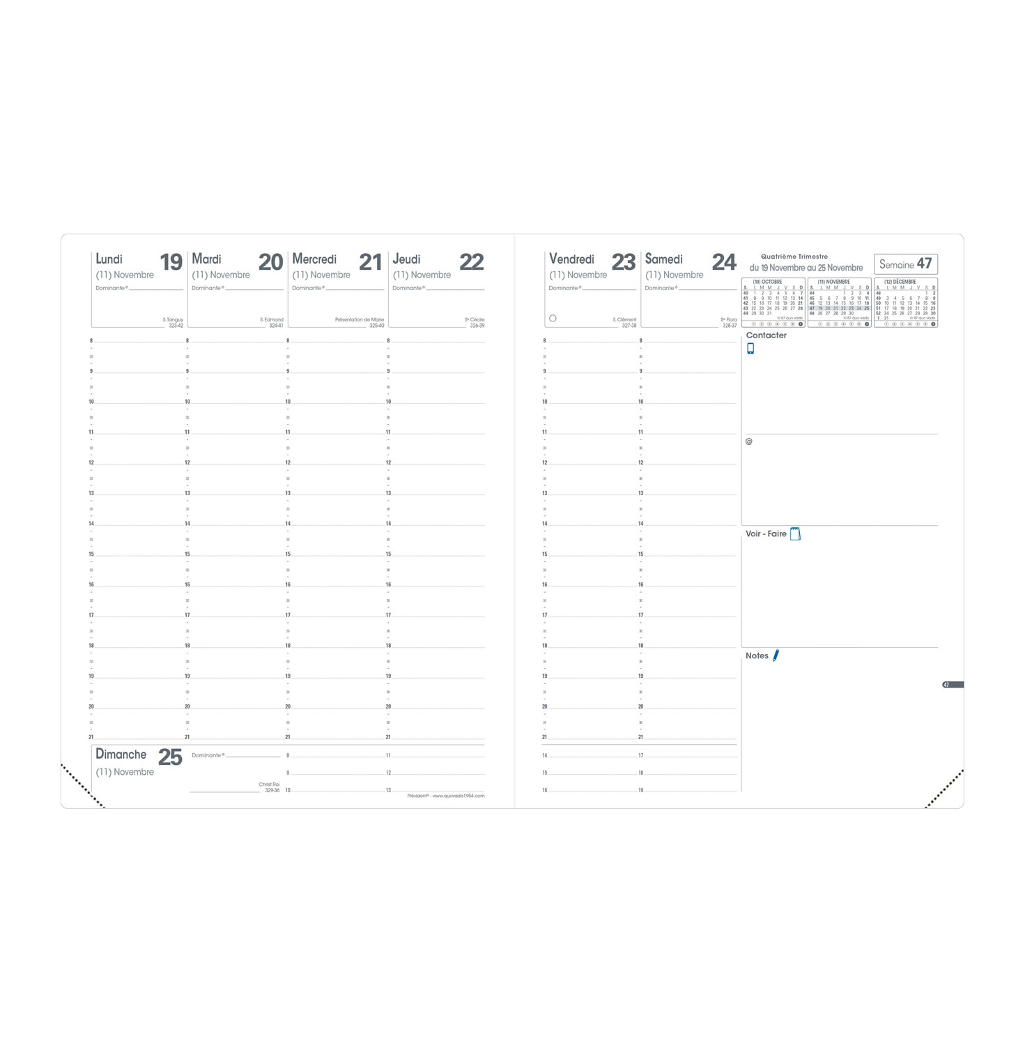 QUO VADIS Agenda Civil Président Club rep semainier 21x27cm  navy