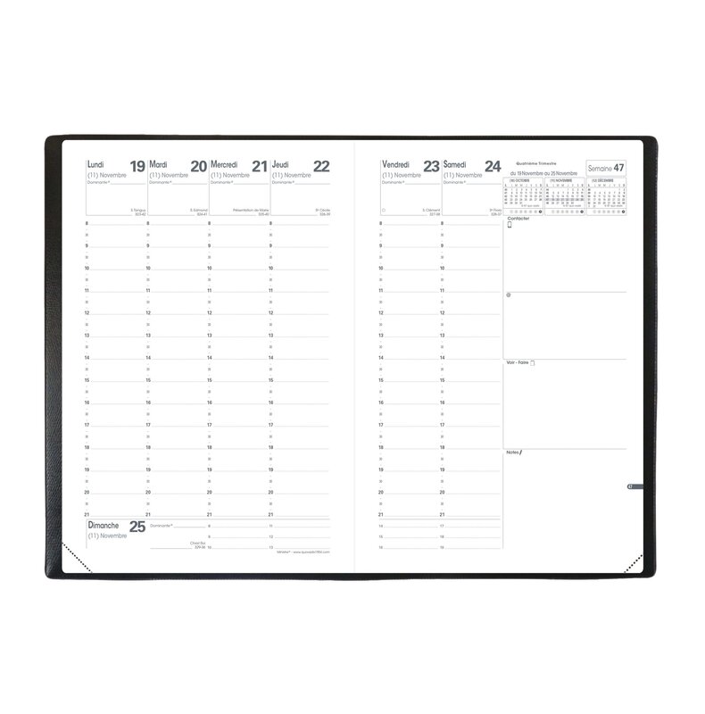 QUO VADIS Agenda Civil Ministre Club rep semainier 16x24cm noir