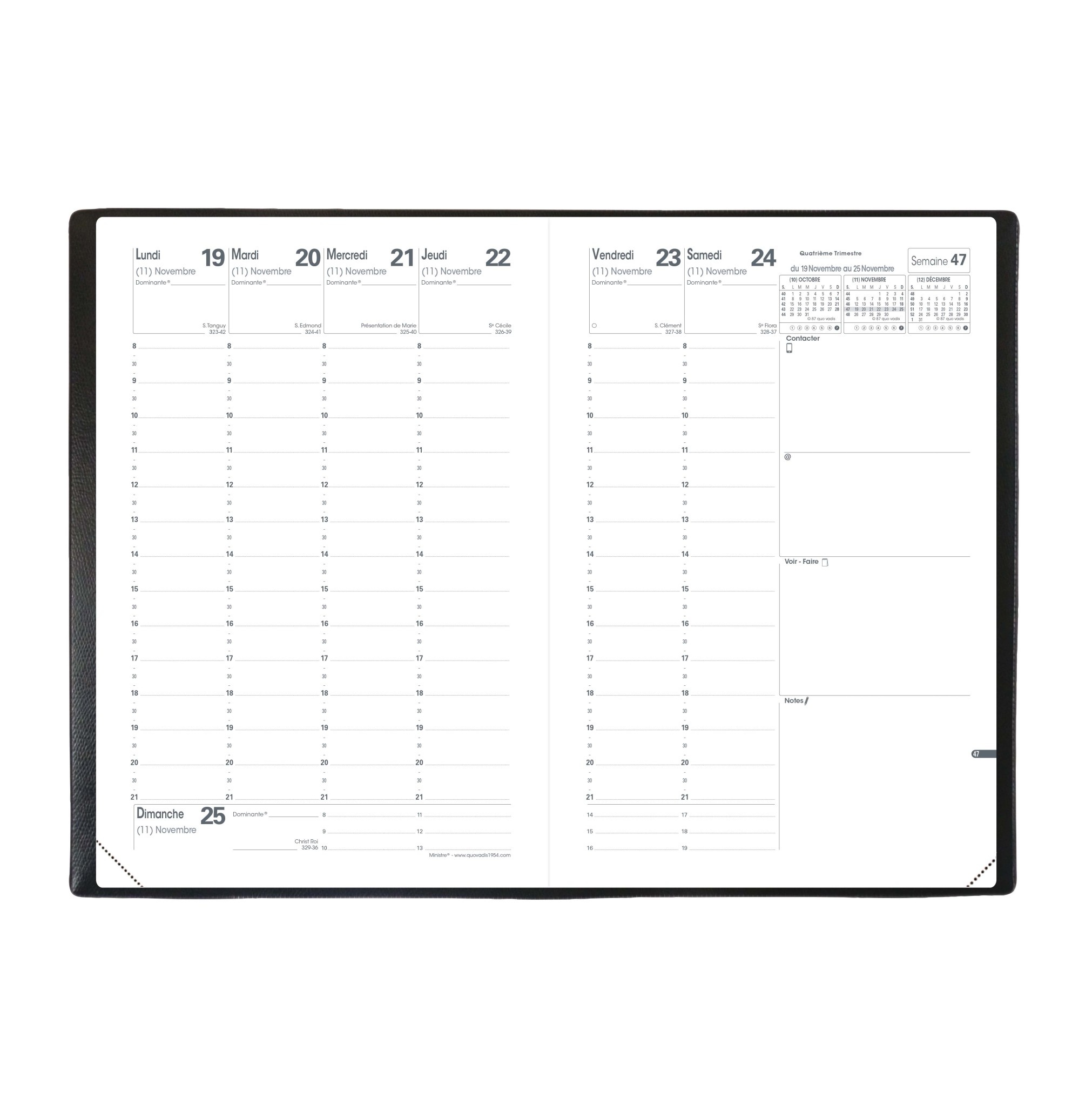 QUO VADIS Agenda Civil Ministre Club rep semainier 16x24cm noir