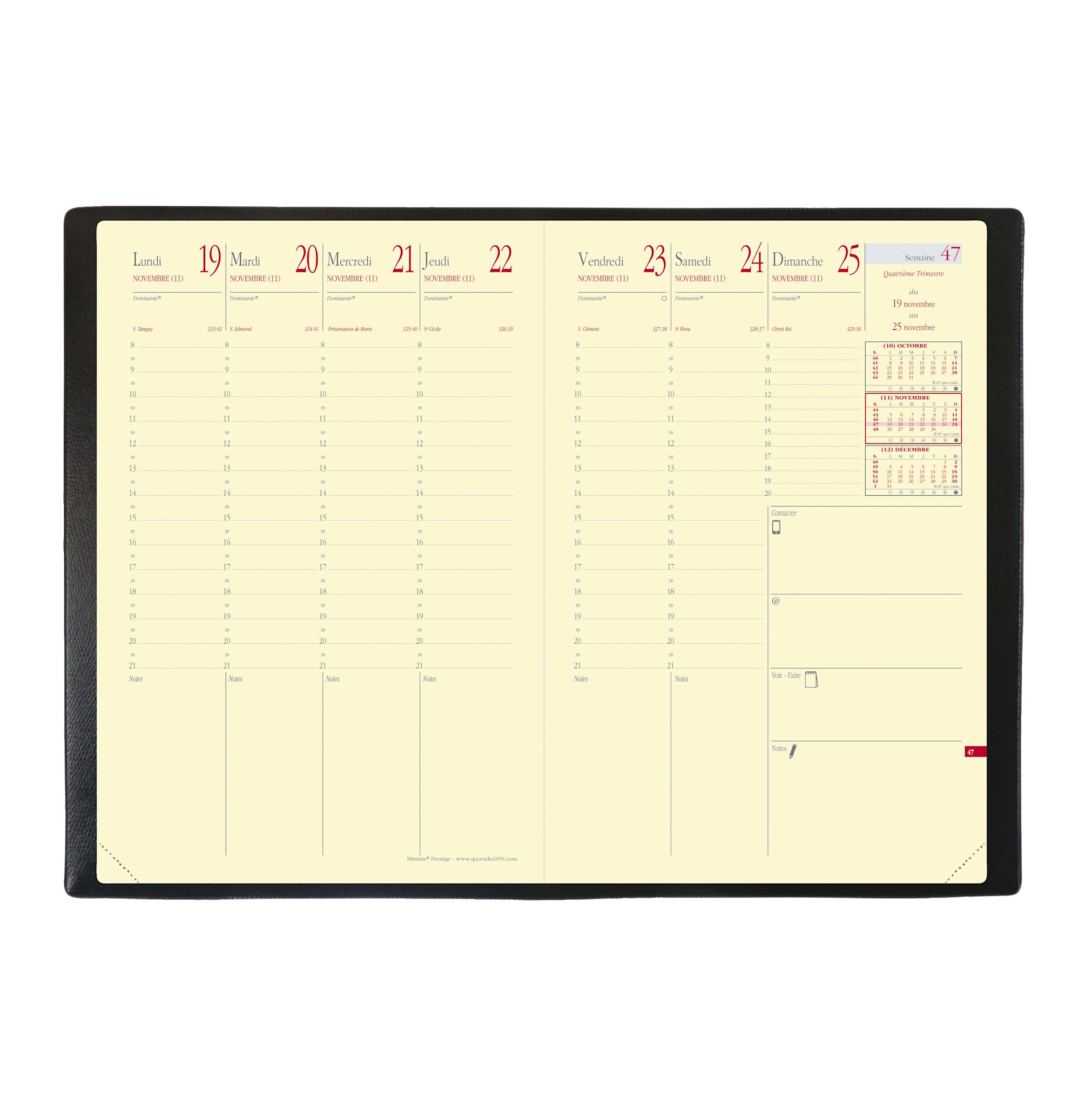 QUO VADIS Agenda Civil Ministre Prestige Soho rep semainier 16x24cm rouge