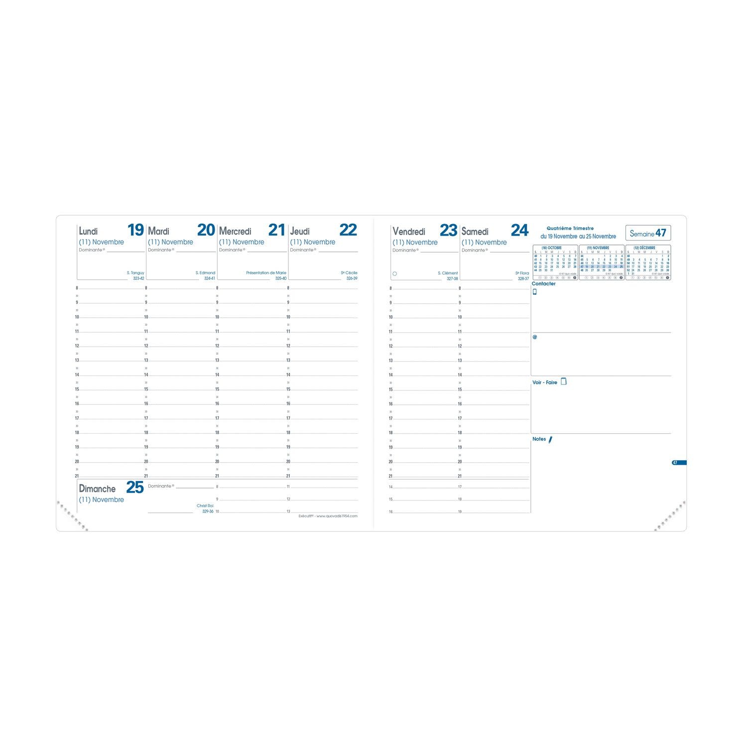 QUO VADIS Agenda Civil Executif Rep Fr Colette Bleu Nuit Zip 16x16cm