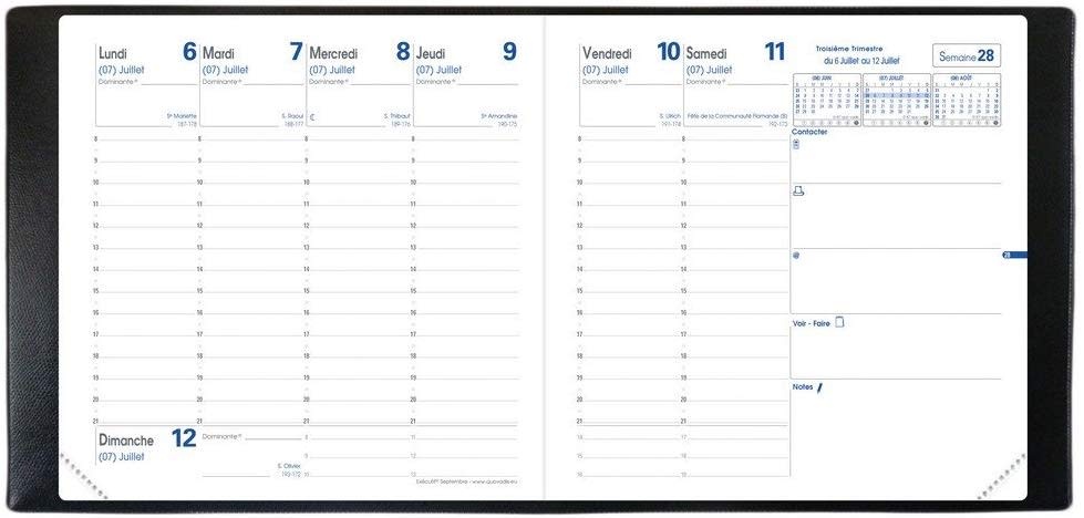 QUO VADIS Agenda Civil Exécutif Club rep semainier 16x16cm  noir