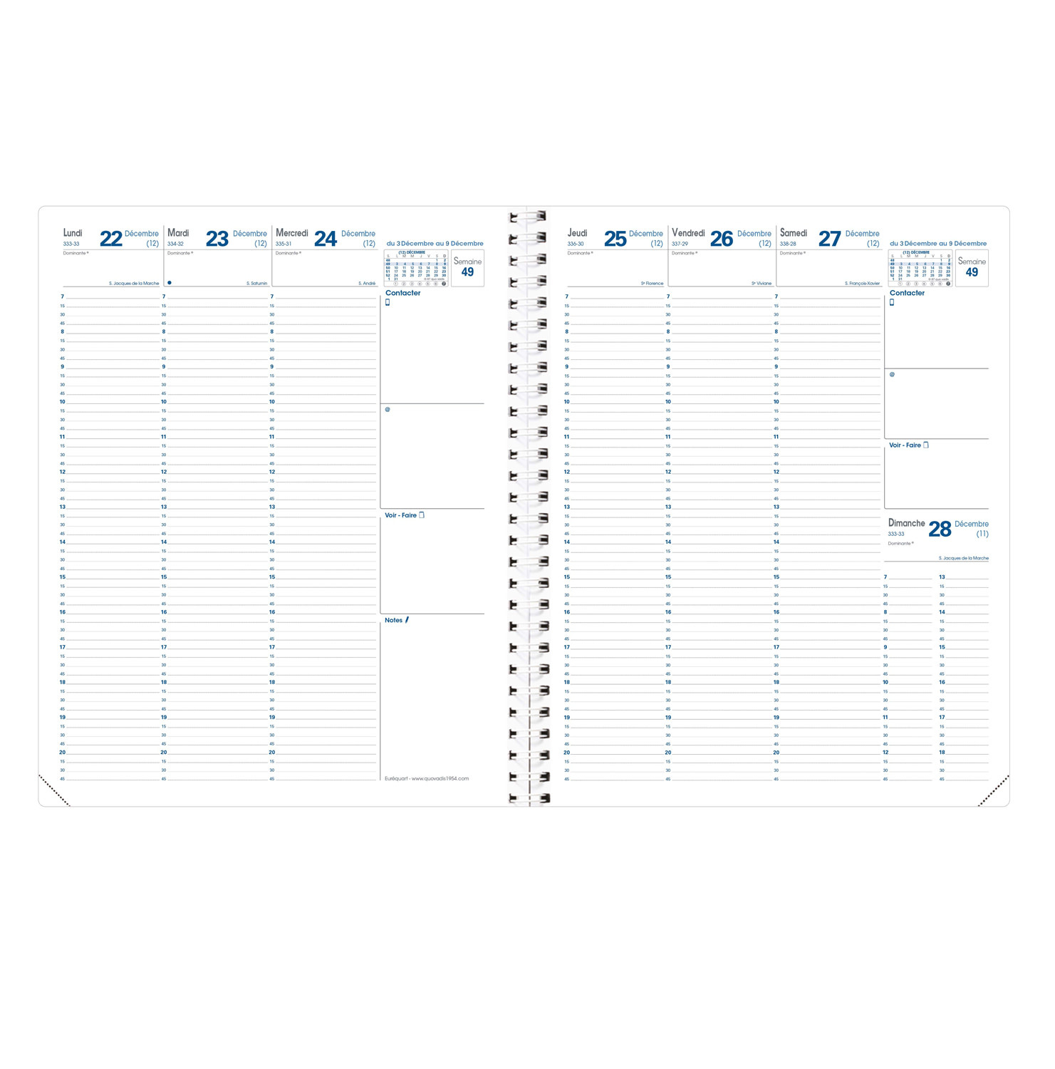 QUO VADIS Agenda Civil Eurequart semainier 24x30cm  Club navy