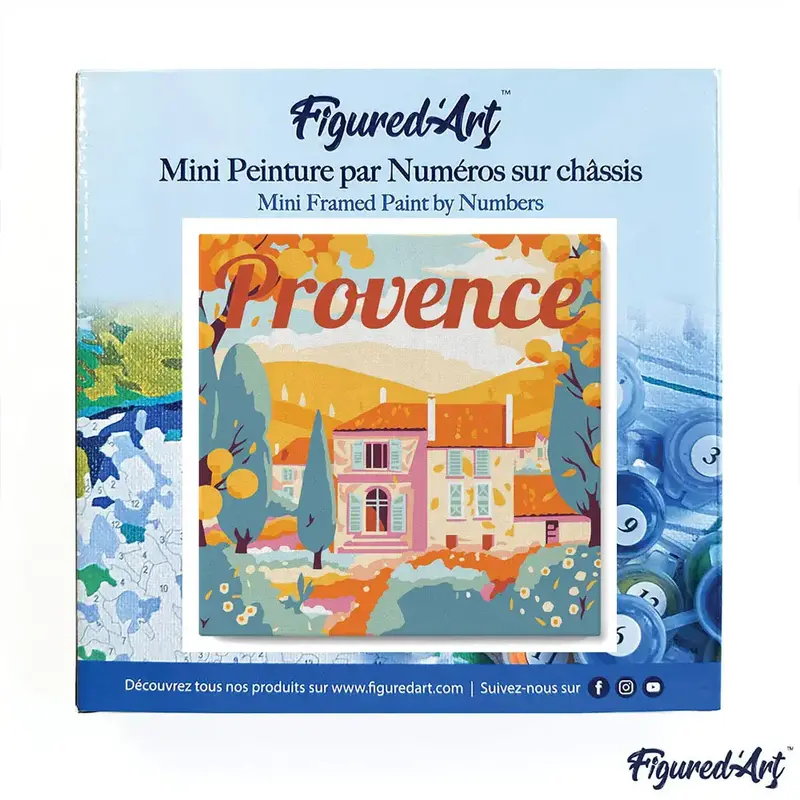 FIGURED'ART Mini Peinture par Numéros Automne en Provence 20x20cm toile tendue sur chassis