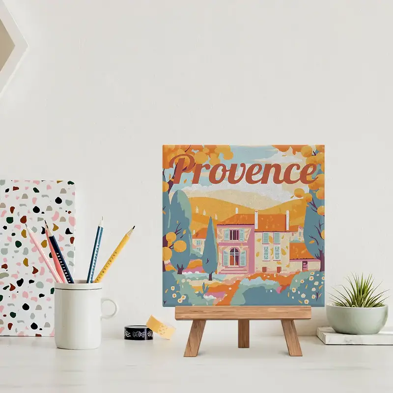 FIGURED'ART Mini Peinture par Numéros Automne en Provence 20x20cm toile tendue sur chassis