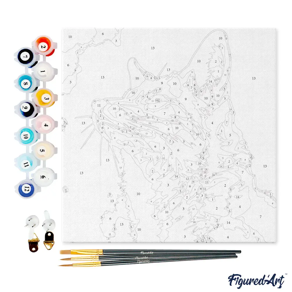 FIGURED'ART Mini Peinture par Numéros 20x20cm avec cadre Renard et ciel bleu