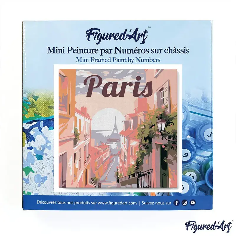 FIGURED'ART Mini Peinture par Numéros Vue de Paris 20x20cm toile tendue sur chassis