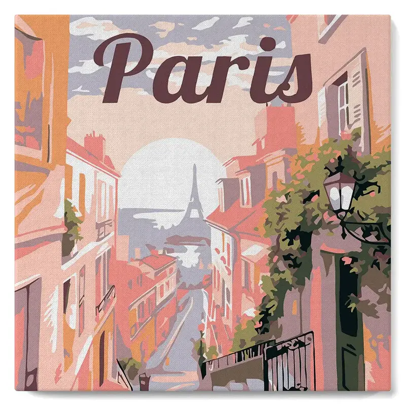 FIGURED'ART Mini Peinture par Numéros Vue de Paris 20x20cm toile tendue sur chassis