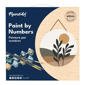 FIGURED'ART Peinture par Numéros sur Disque en bois - Paysage et Plante